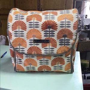 PETUNIA PICKLE BOTTOM DIAPER BAG ORANGE AND GRAY